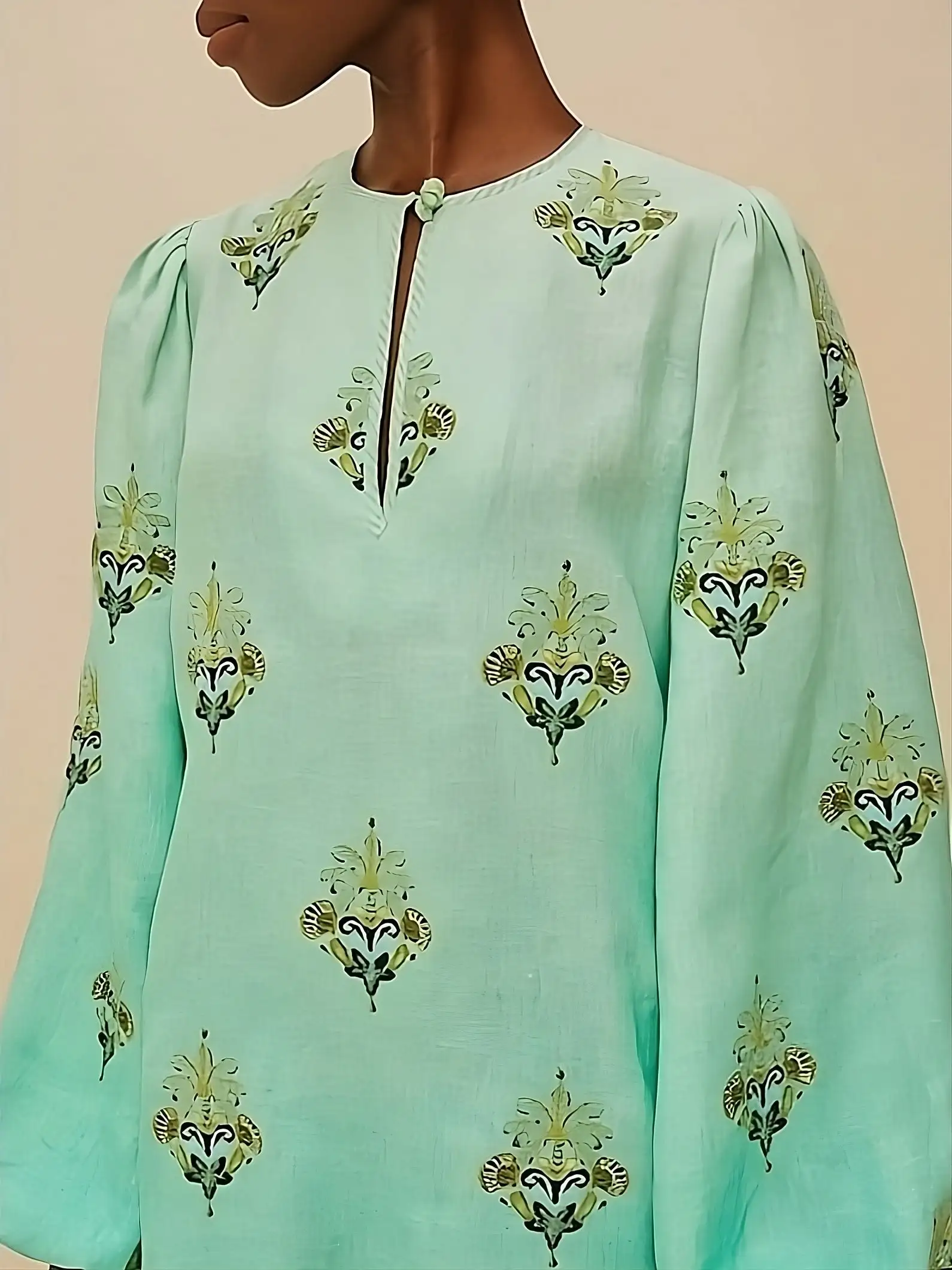 Turquoise Palm Tree Tunic - Imagen 4
