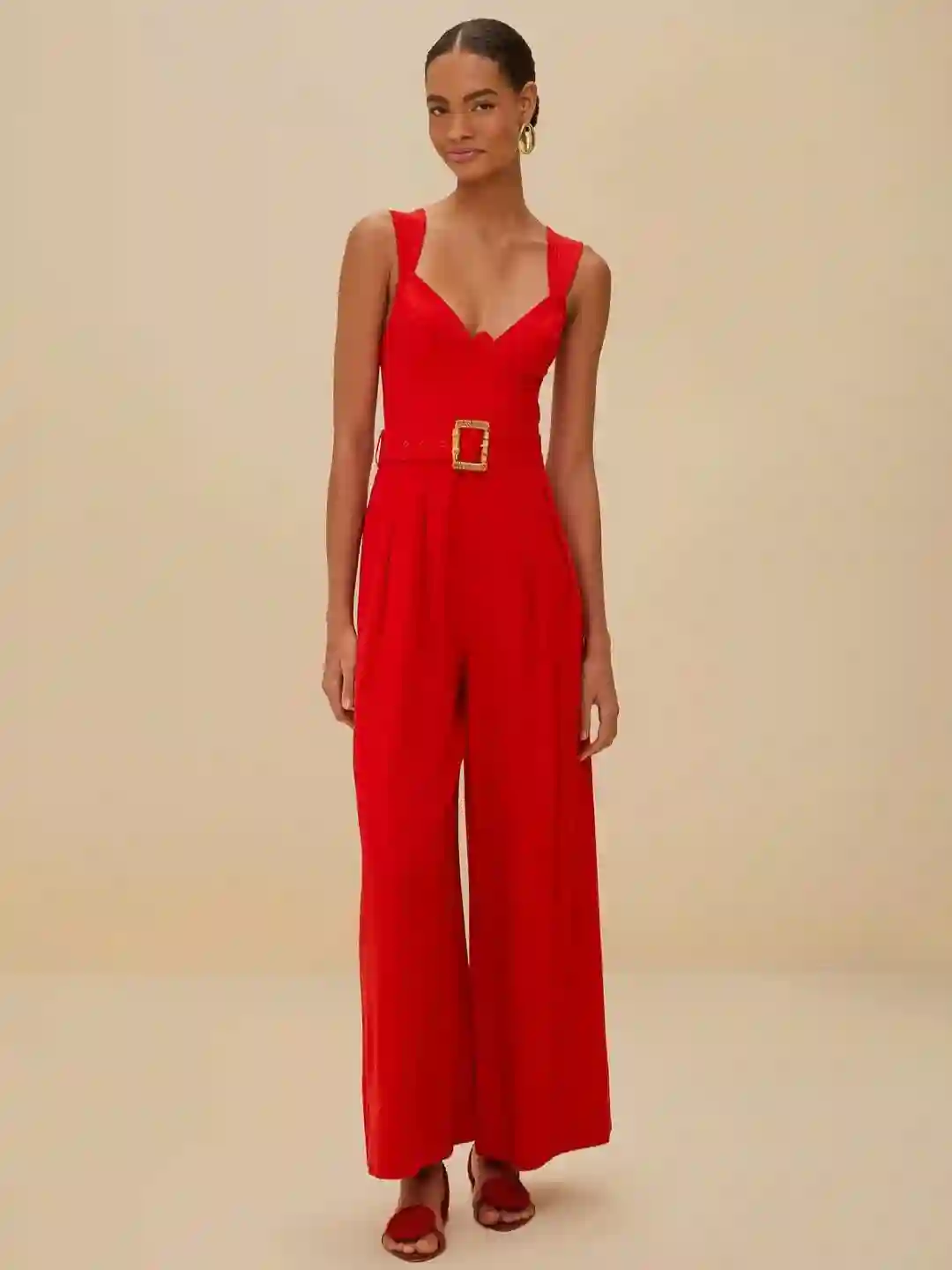 Red Sleeveless Maxi Jumpsuit