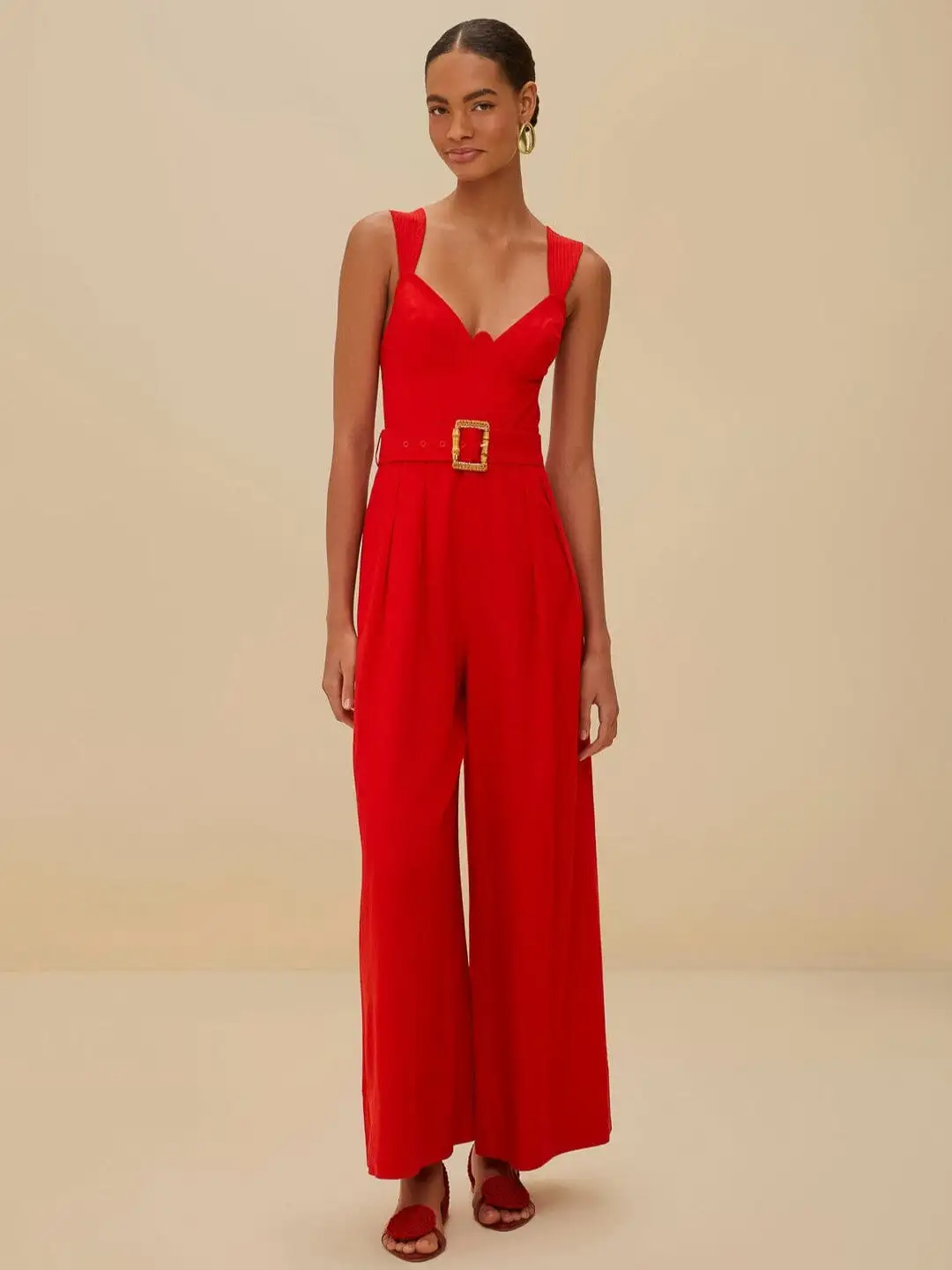 Red Sleeveless Maxi Jumpsuit