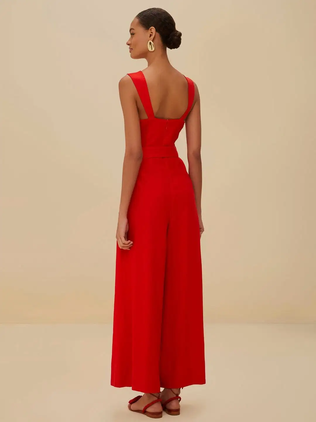 Red Sleeveless Maxi Jumpsuit - Imagen 2