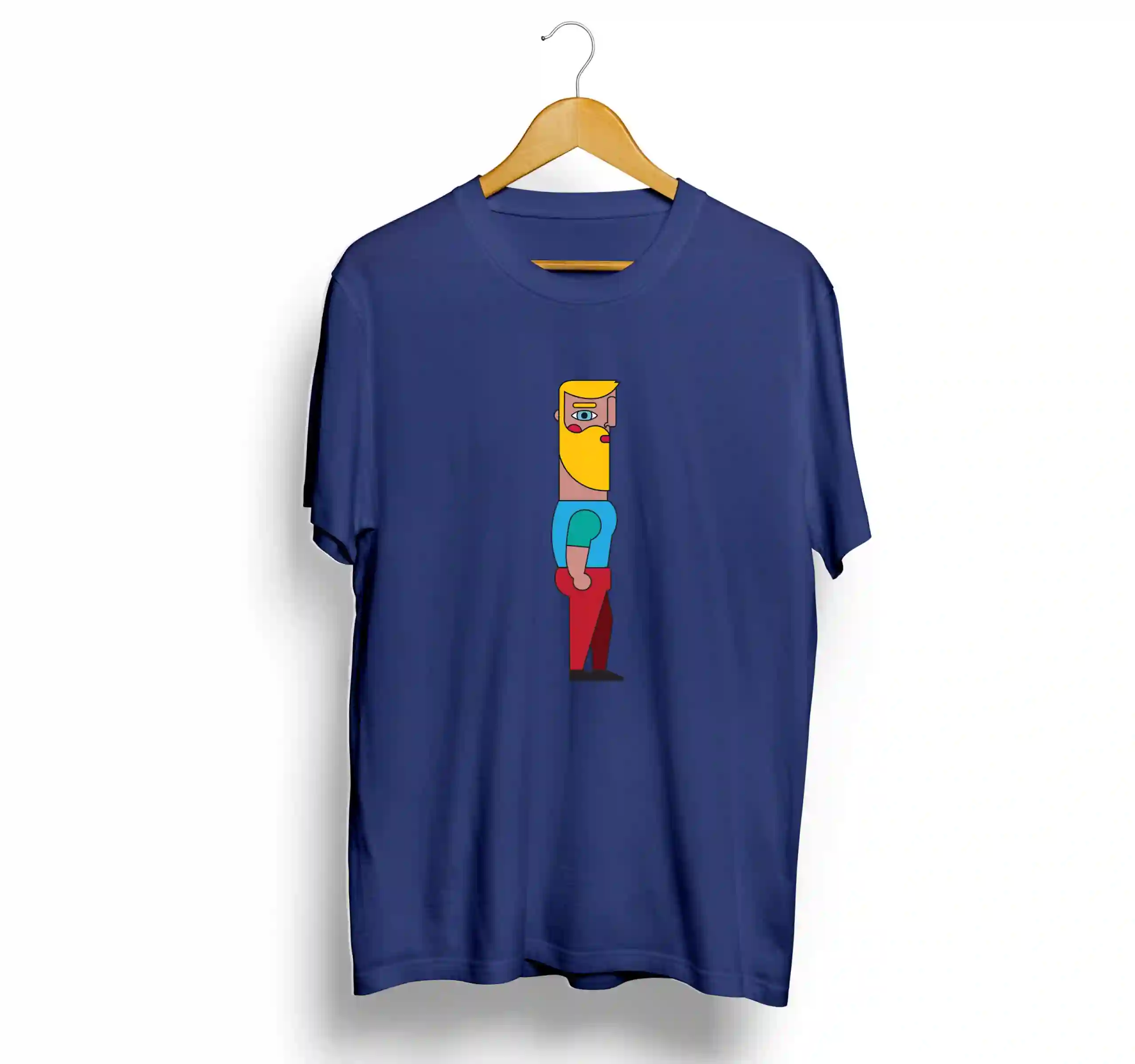 Camiseta azul barbudo