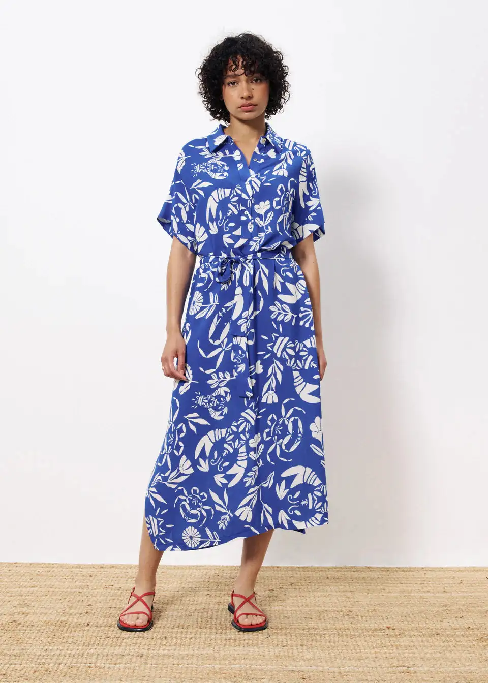 Vestido midi holgado estampado Azul - Imagen 2