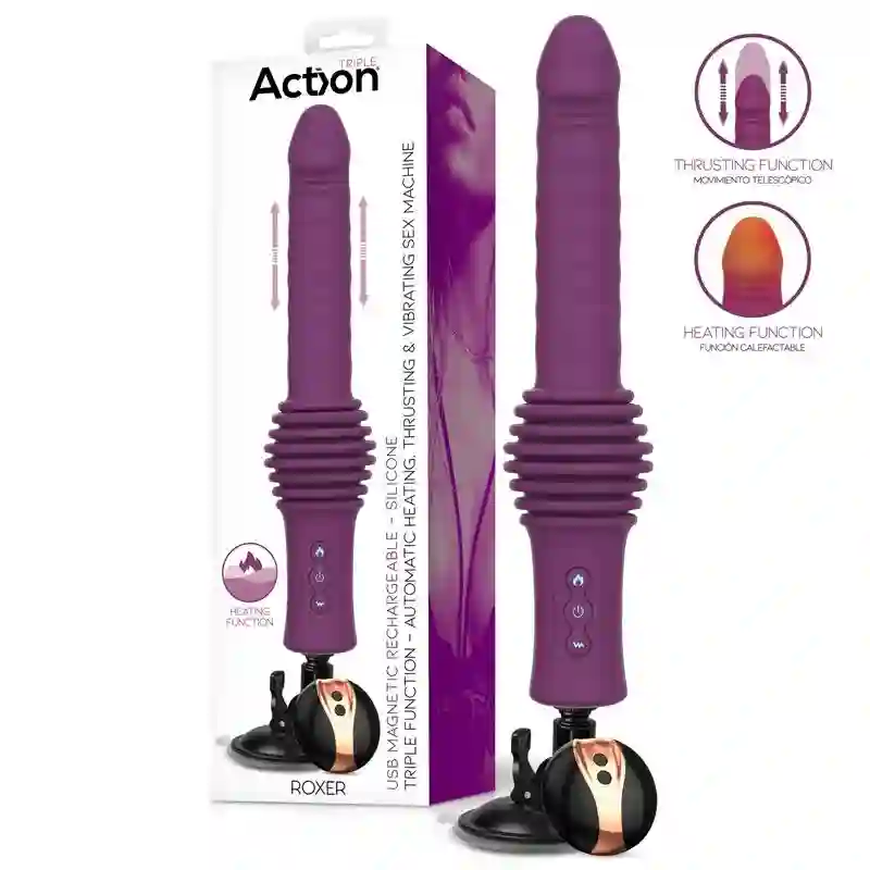 Sex Machine con Vibración, Thrusting, Efecto Calor y Control Remoto Roxer by ACTION