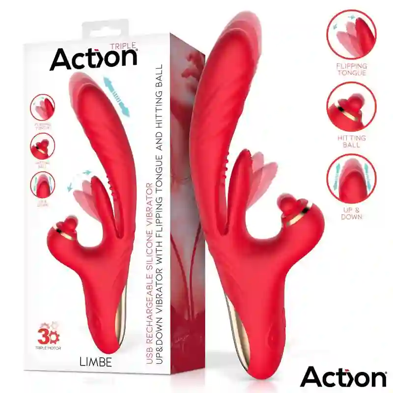 Vibrador con Lengua Flip-Flap, Bola Percutora y Sube y Baja. Limbe by ACTION