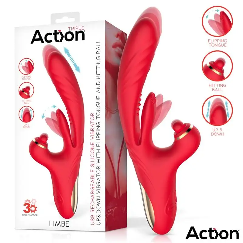 Vibrador con Lengua Flip-Flap, Bola Percutora y Sube y Baja. Limbe by ACTION