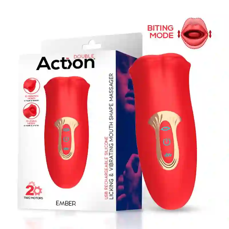 Masajeador con Forma de Boca, Lengua y Vibración. Ember - ACTION