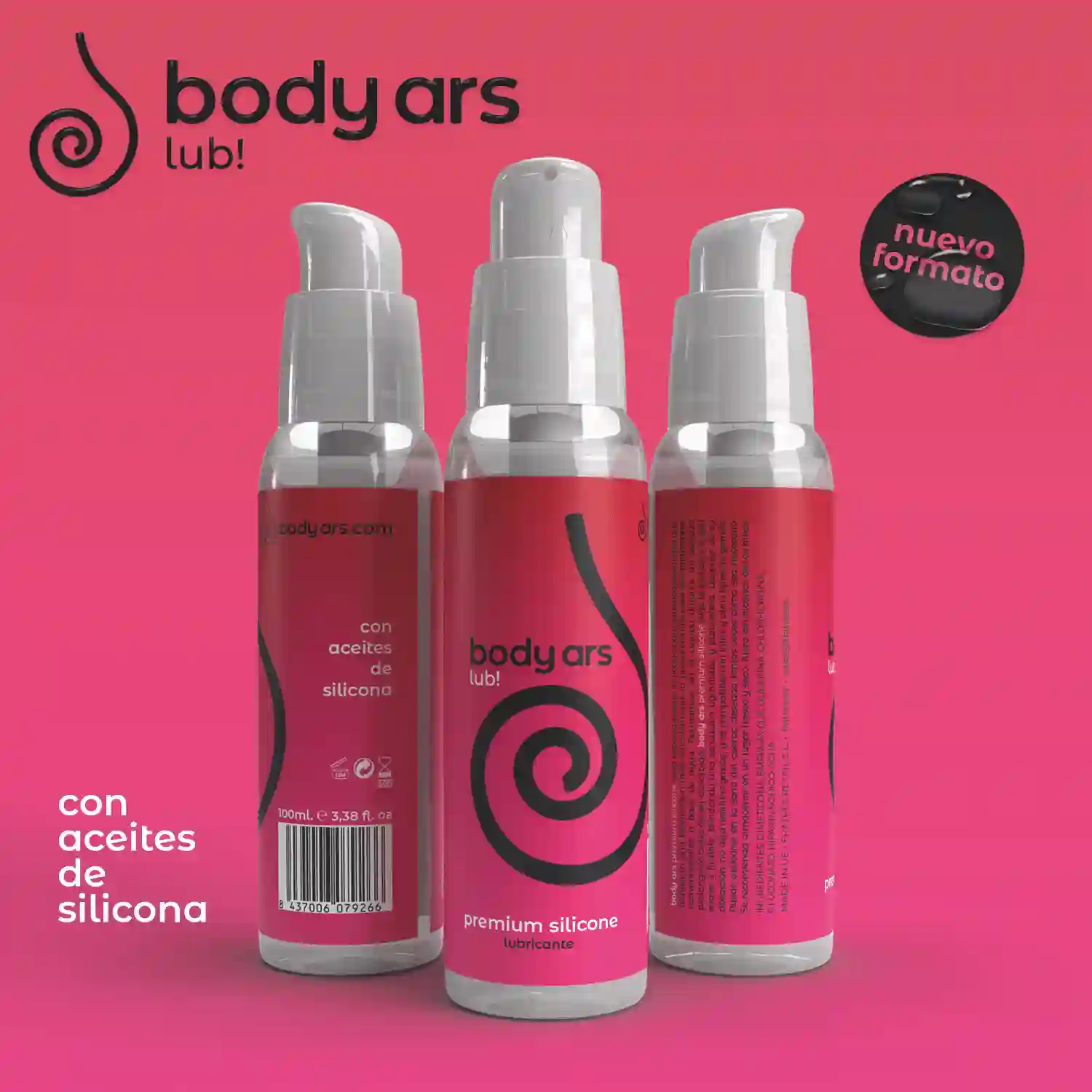 Body Ars Gel Lubricante Silicona Premium 100 ml. Nuevo Formato!!