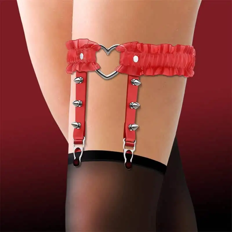 Liga Con Aro En Forma De Corazón Y Volantes Cuero Vegano Talla Única. Cinderella