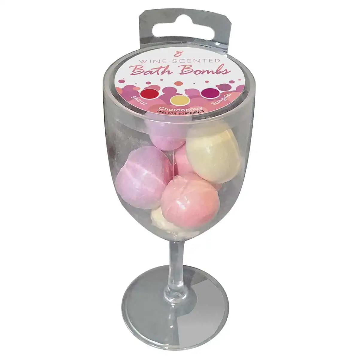 Copa de vino con 6 bombas de baño con aroma a vino