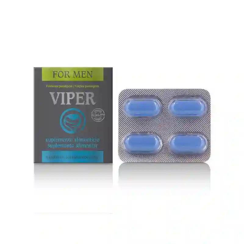 Belover Potenciador Masculino Viper 4 Capsulas - Complemento Alimenticio - Favorece el Funcionamiento en Tus Relaciones - Erección Mejorada - Vitaminas B1 B6 B8 B12 y Magnesio