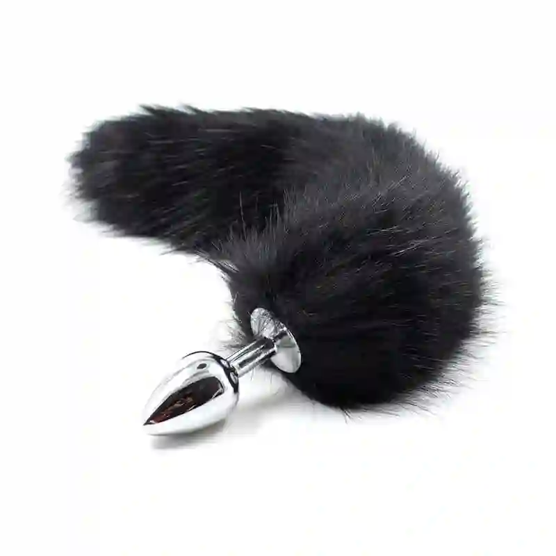 Plug Anal De Metal 7 Cm Con Cola Pelo Sedoso 40 Cm Negro