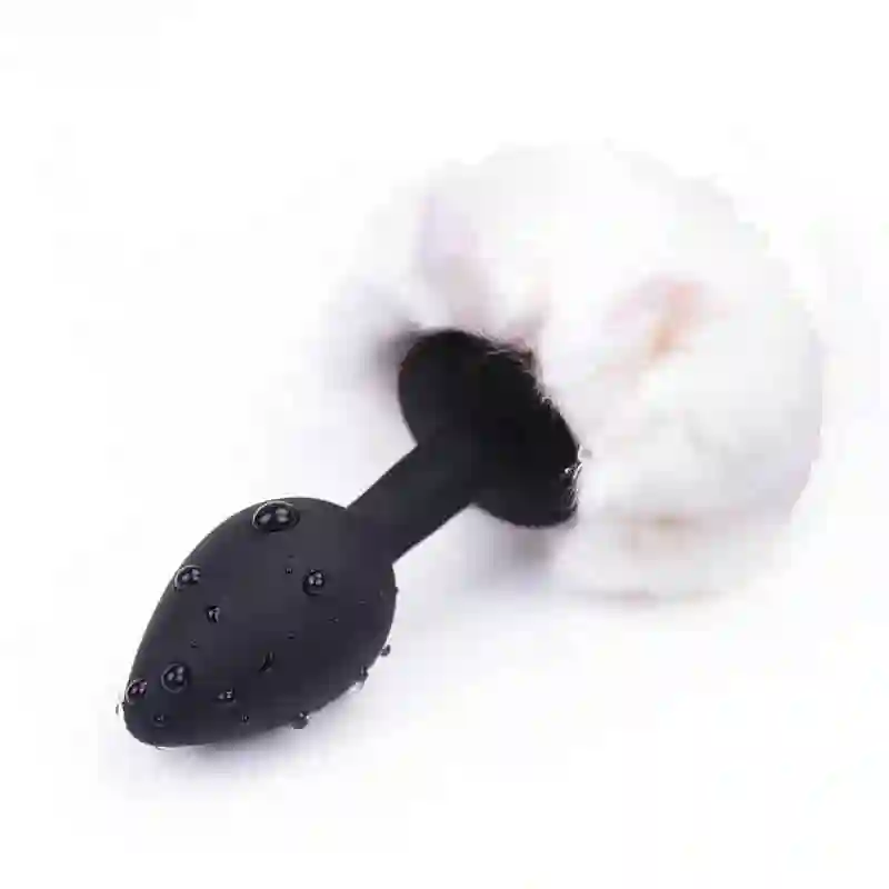 Plug Anal Negro Con Pompón Blanco Talla S
