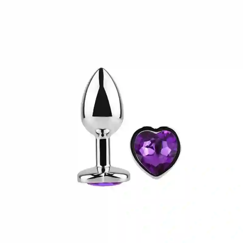 Plug Anal Con Joya De Corazón Purpura Talla S