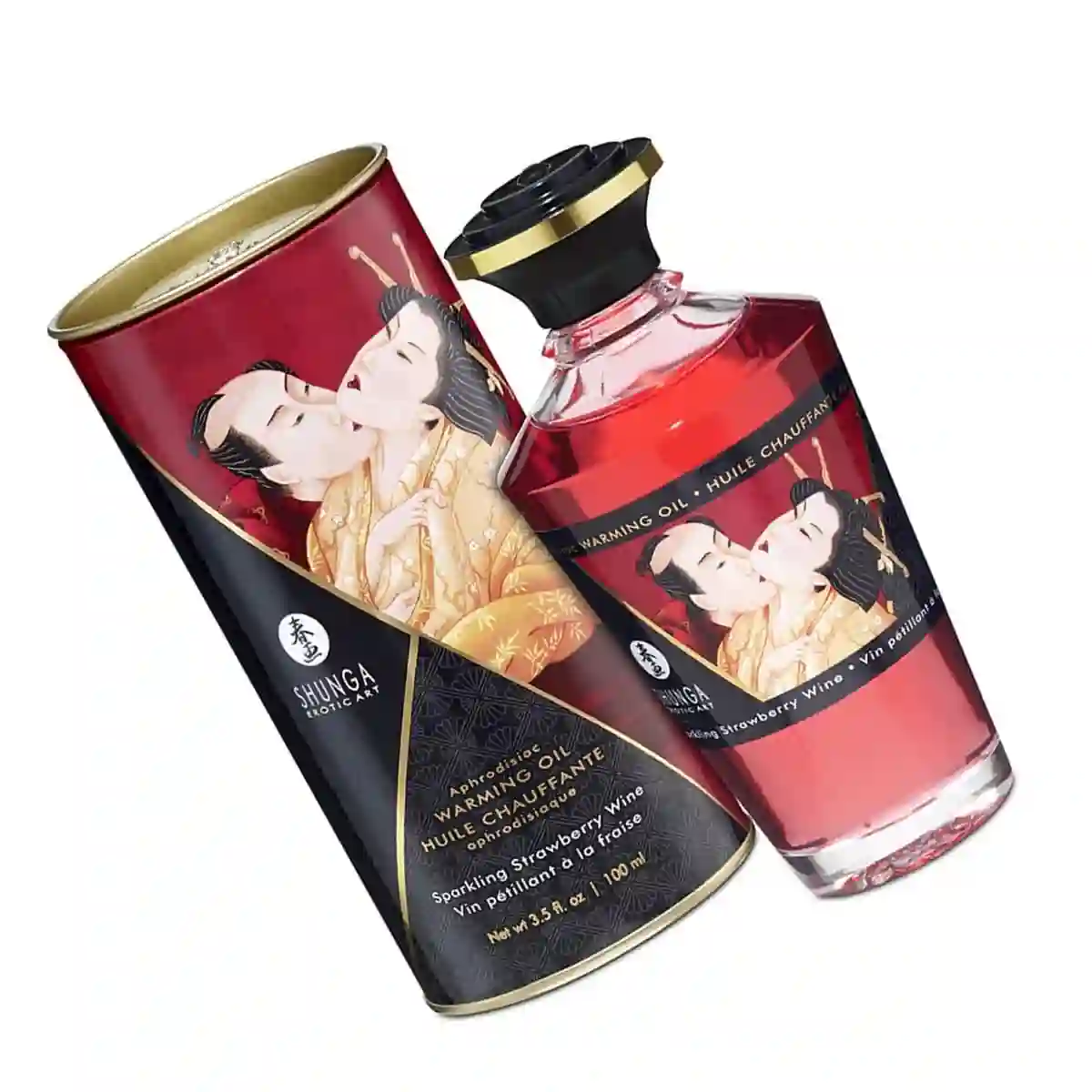 Aceite de Masaje Besable Efecto Calor - Sabor Fresas con Champán. Shunga