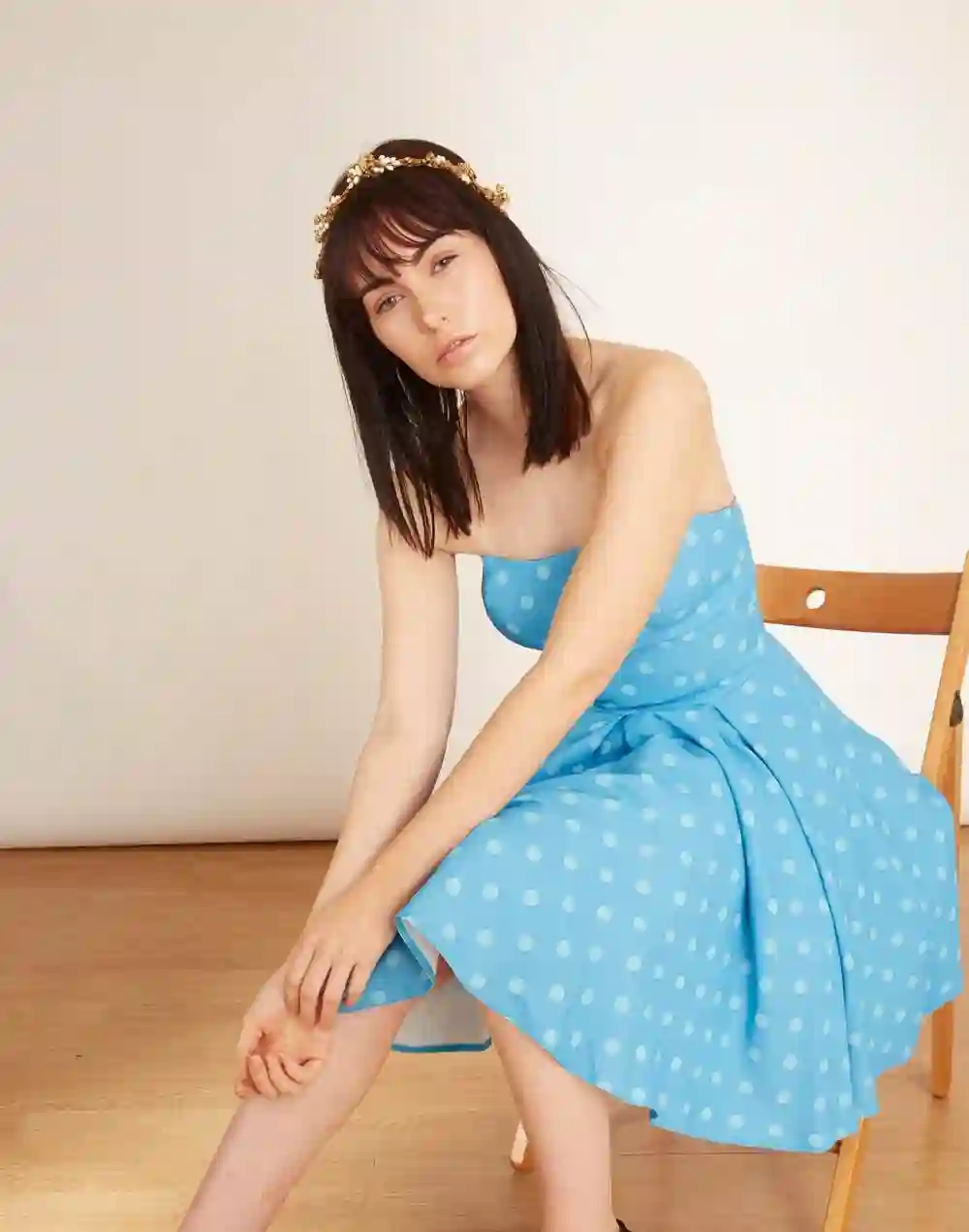 Vestido de Cóctel palabra de honor con topos