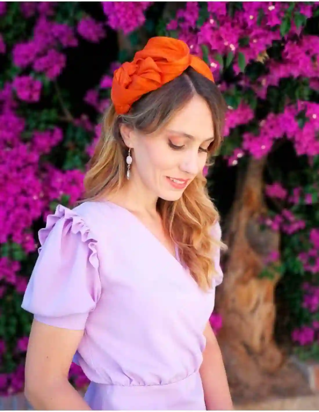 Diadema arrugada con sinamay de seda - varios colores