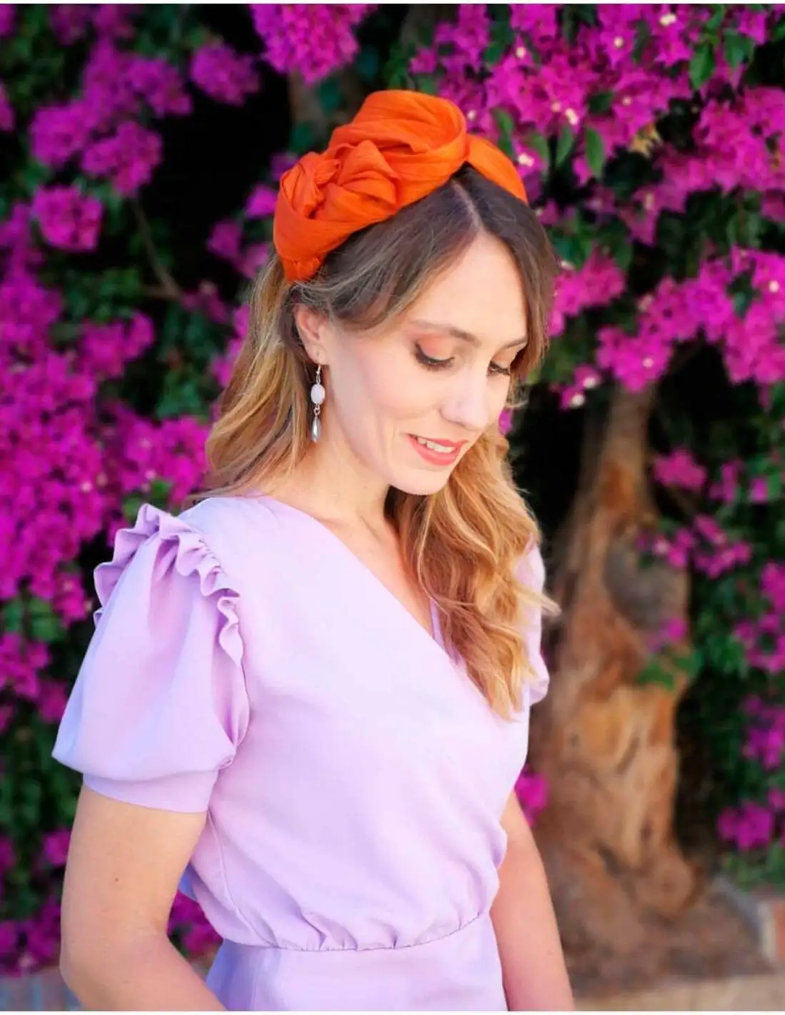 Diadema arrugada con sinamay de seda - varios colores