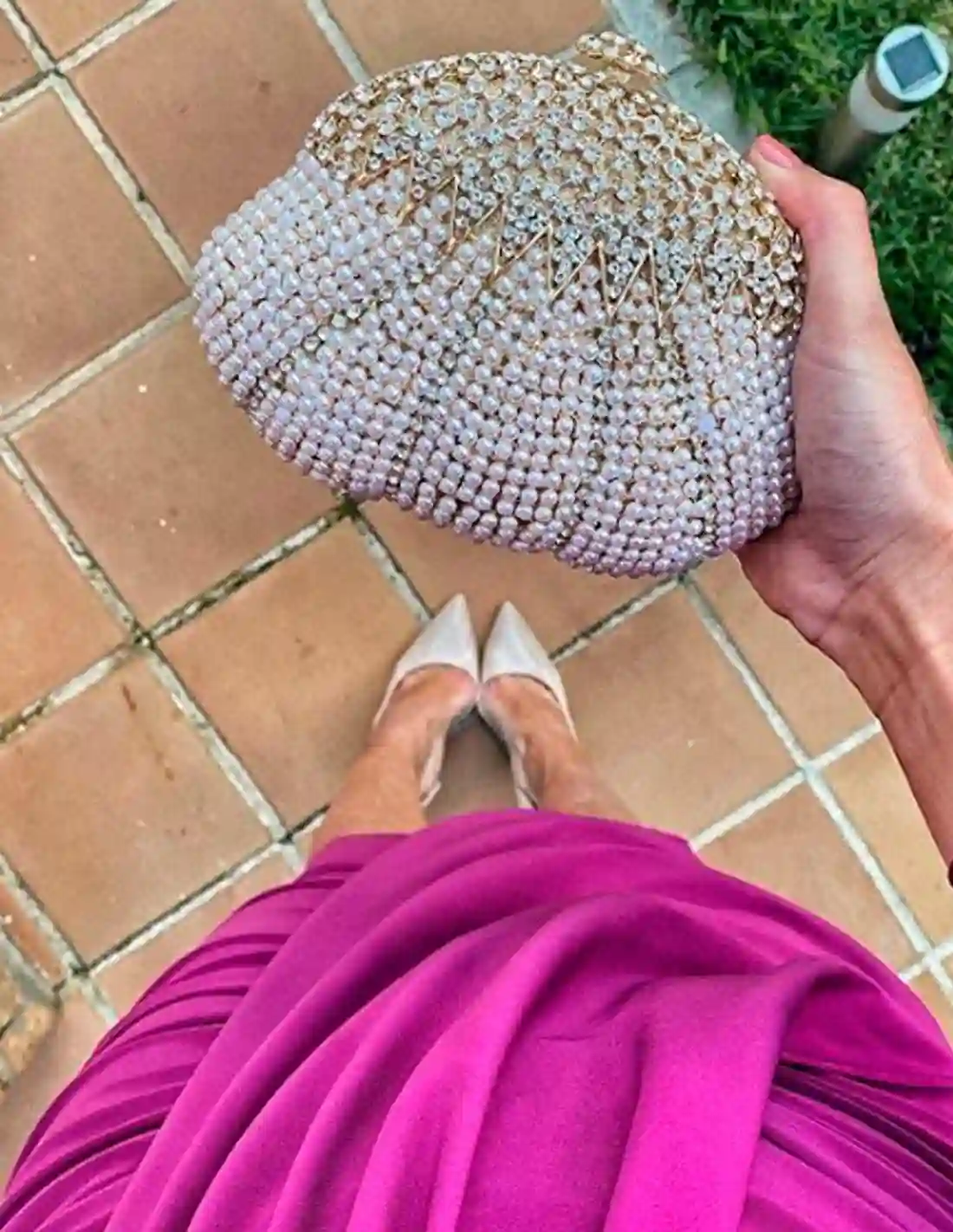 Clutch de fiesta con forma concha y cristales de Swarovski - Macarena Silt