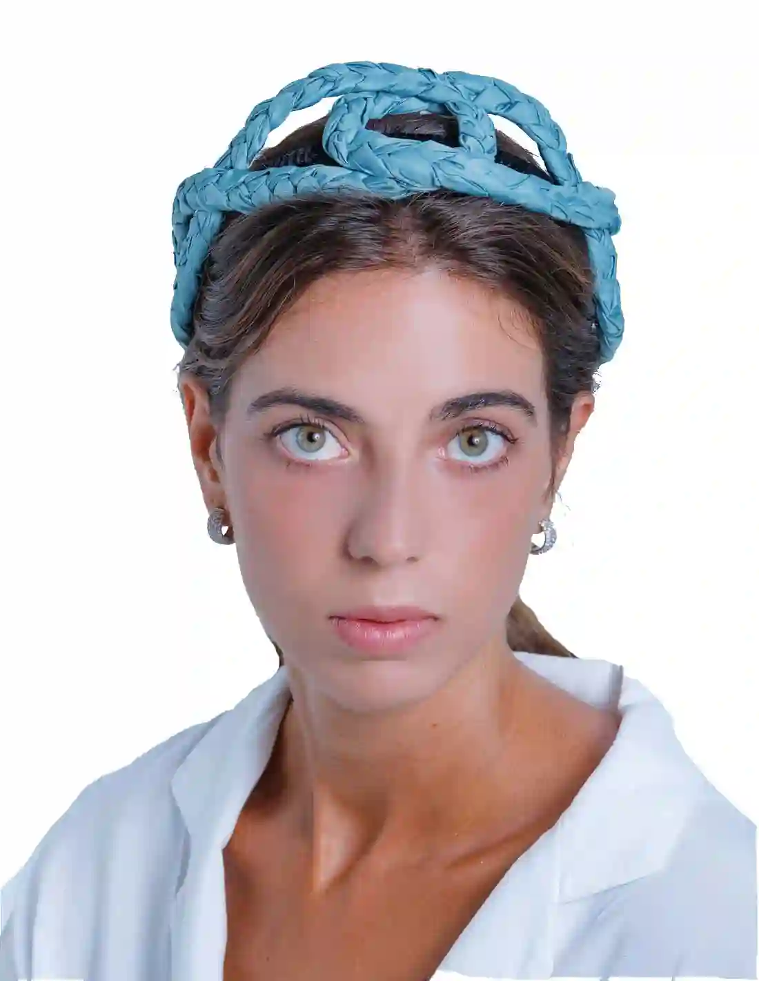 Diadema de trenzas cruzadas azul