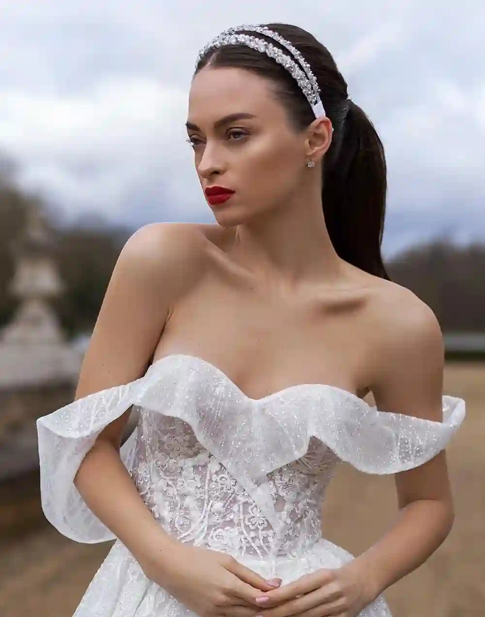 Diadema de fiesta doble de pedrería con cristales