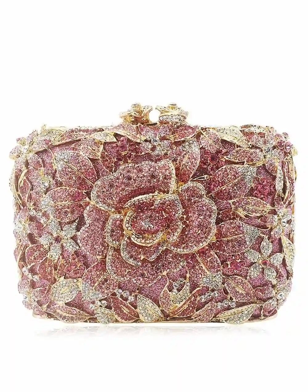 Bolso de fiesta joya con rosa de cristal