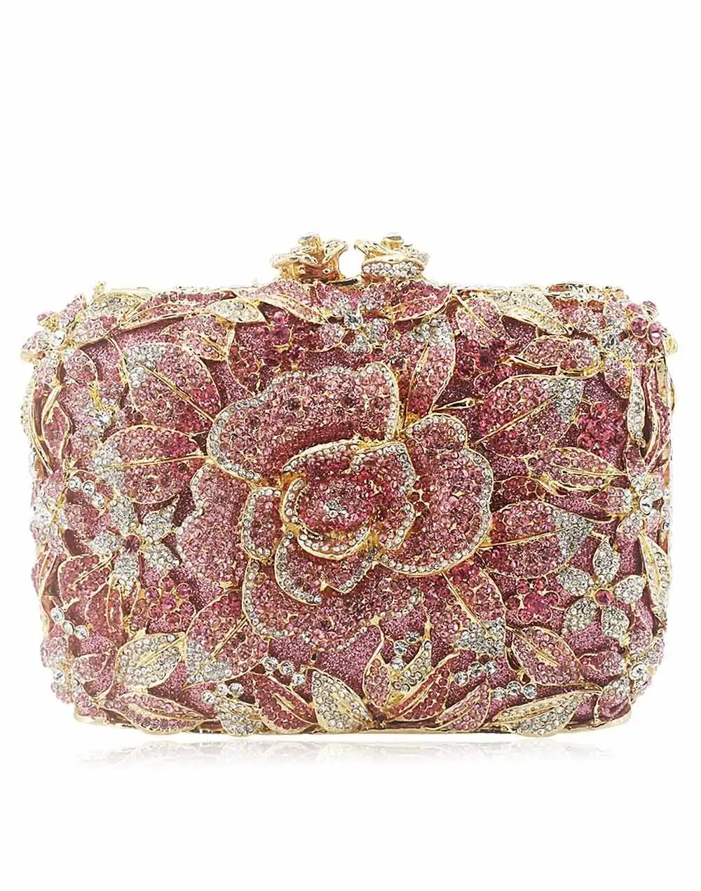 Bolso de fiesta joya con rosa de cristal