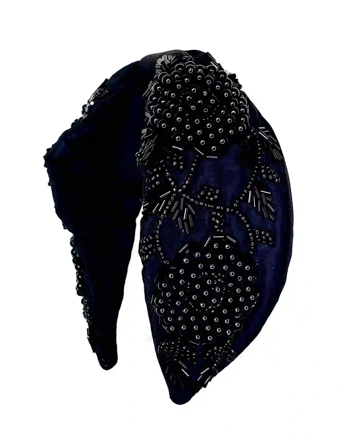 Diadema de invitada negra de pedrería artesanal