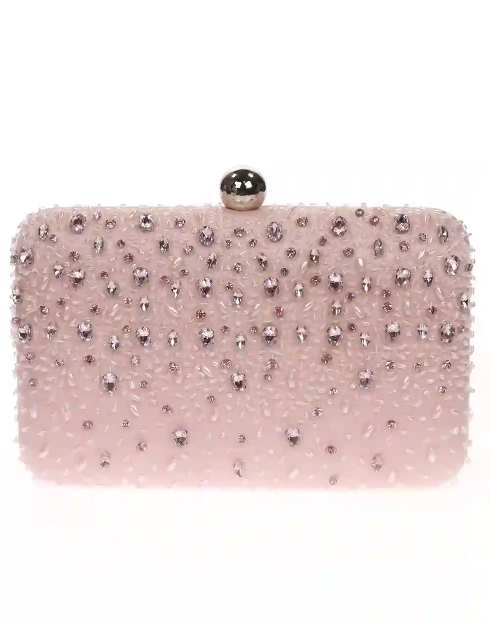 Bolso de fiesta con pedrería cosida en raso invitada