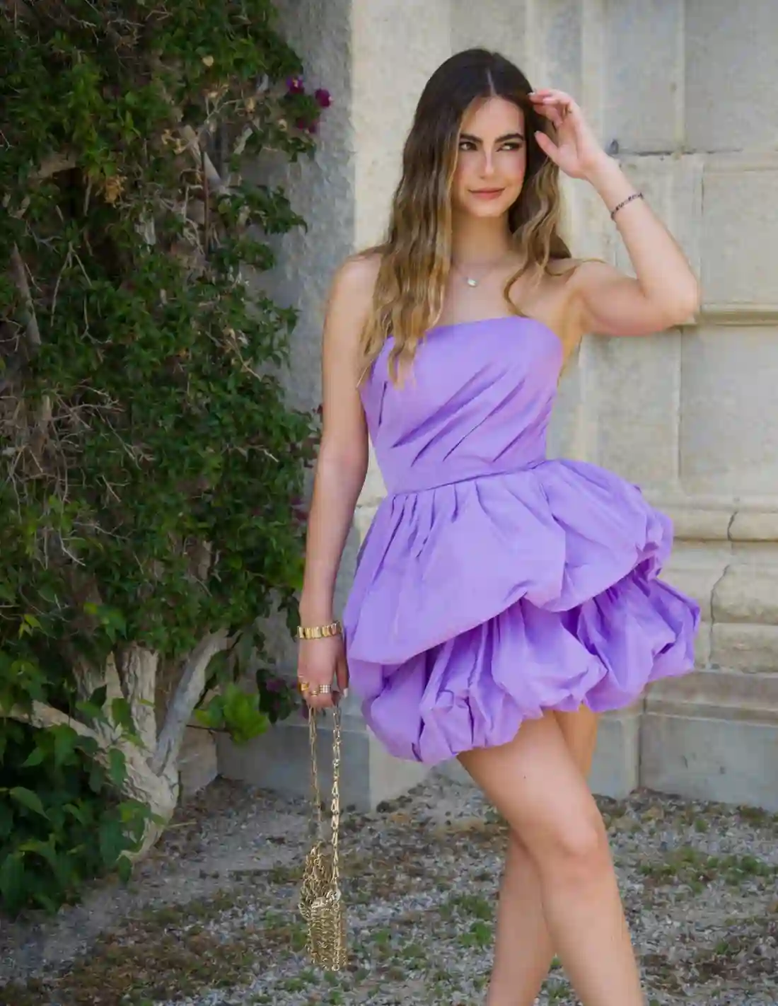Vestido corto de fiesta con escote bandeau