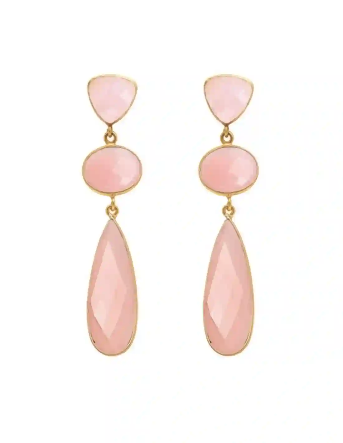 Pendientes de fiesta con piedras de calcedonia rosa