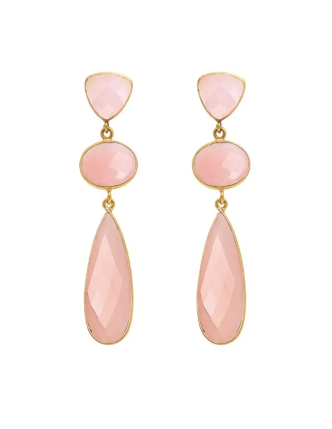 Pendientes de fiesta con piedras de calcedonia rosa