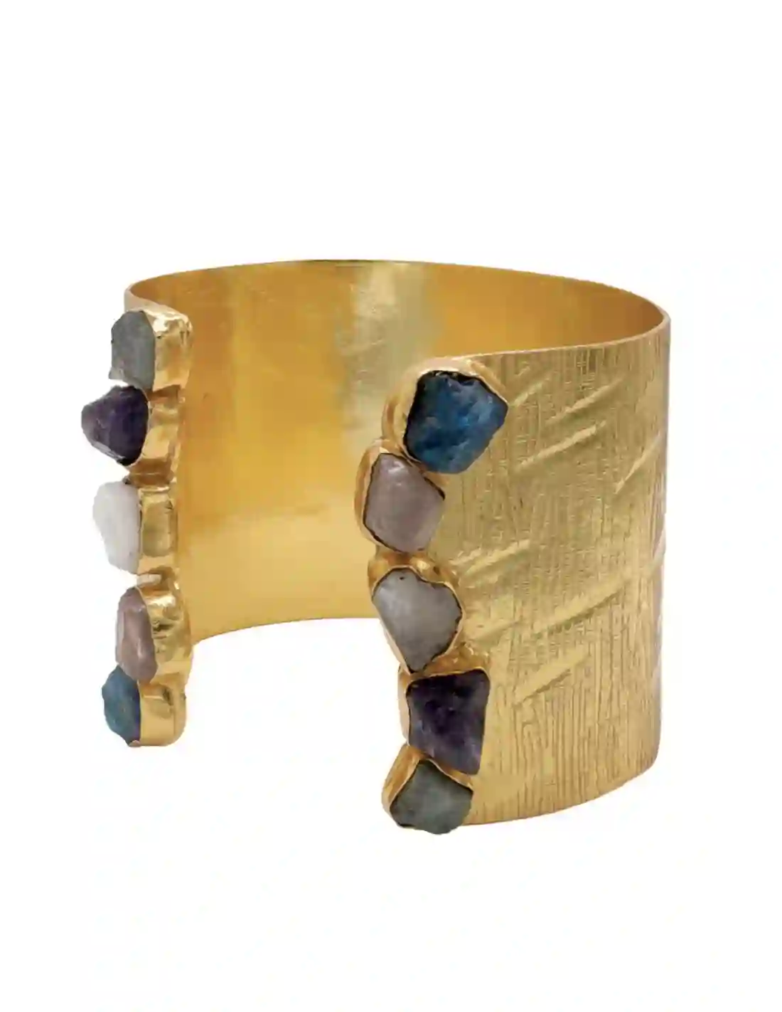 Brazalete de fiesta dorado con piedras naturales