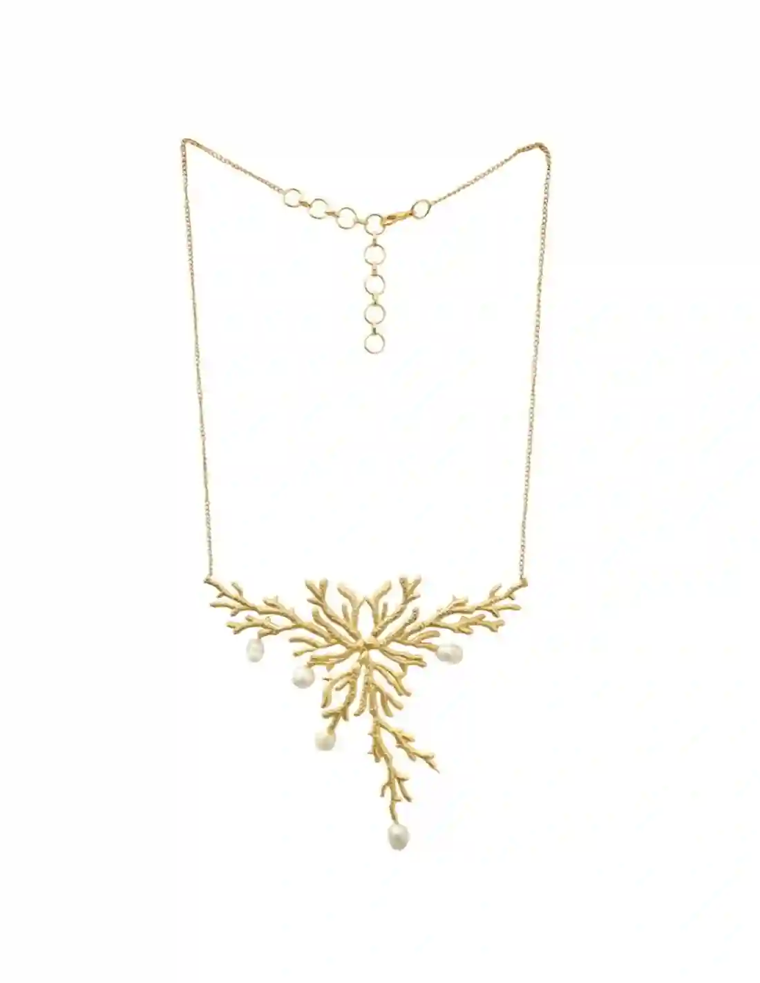 Collar dorado con adorno arrecife y perlas blancas