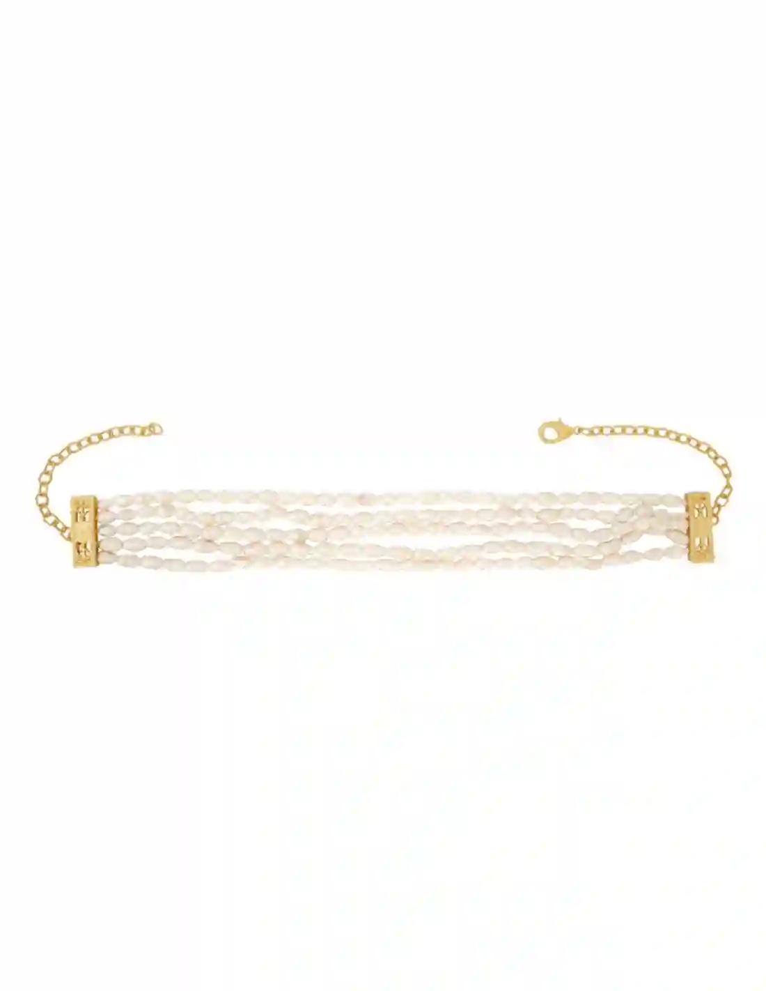 Choker quíntuple ovalado de perlas
