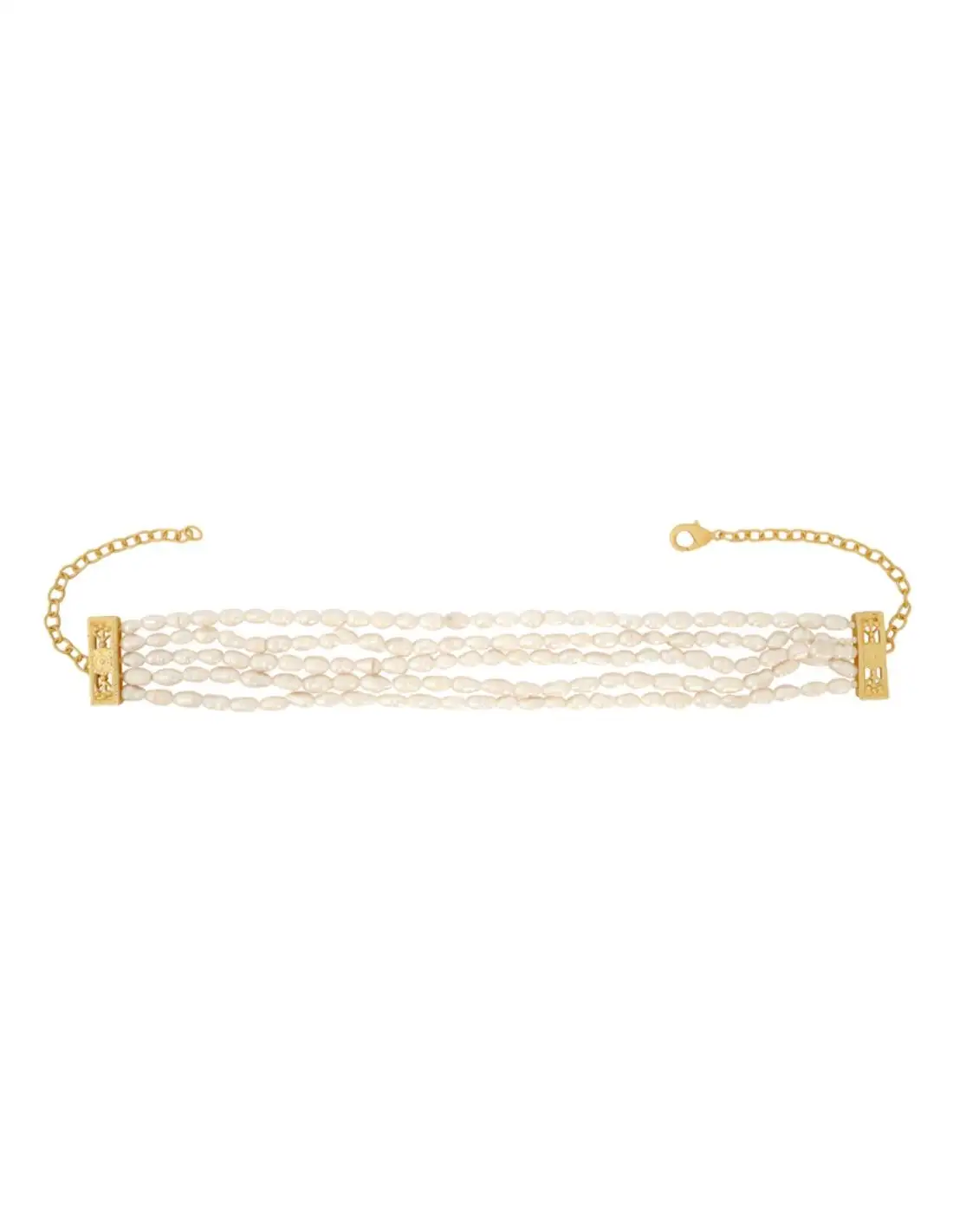 Choker quíntuple ovalado de perlas