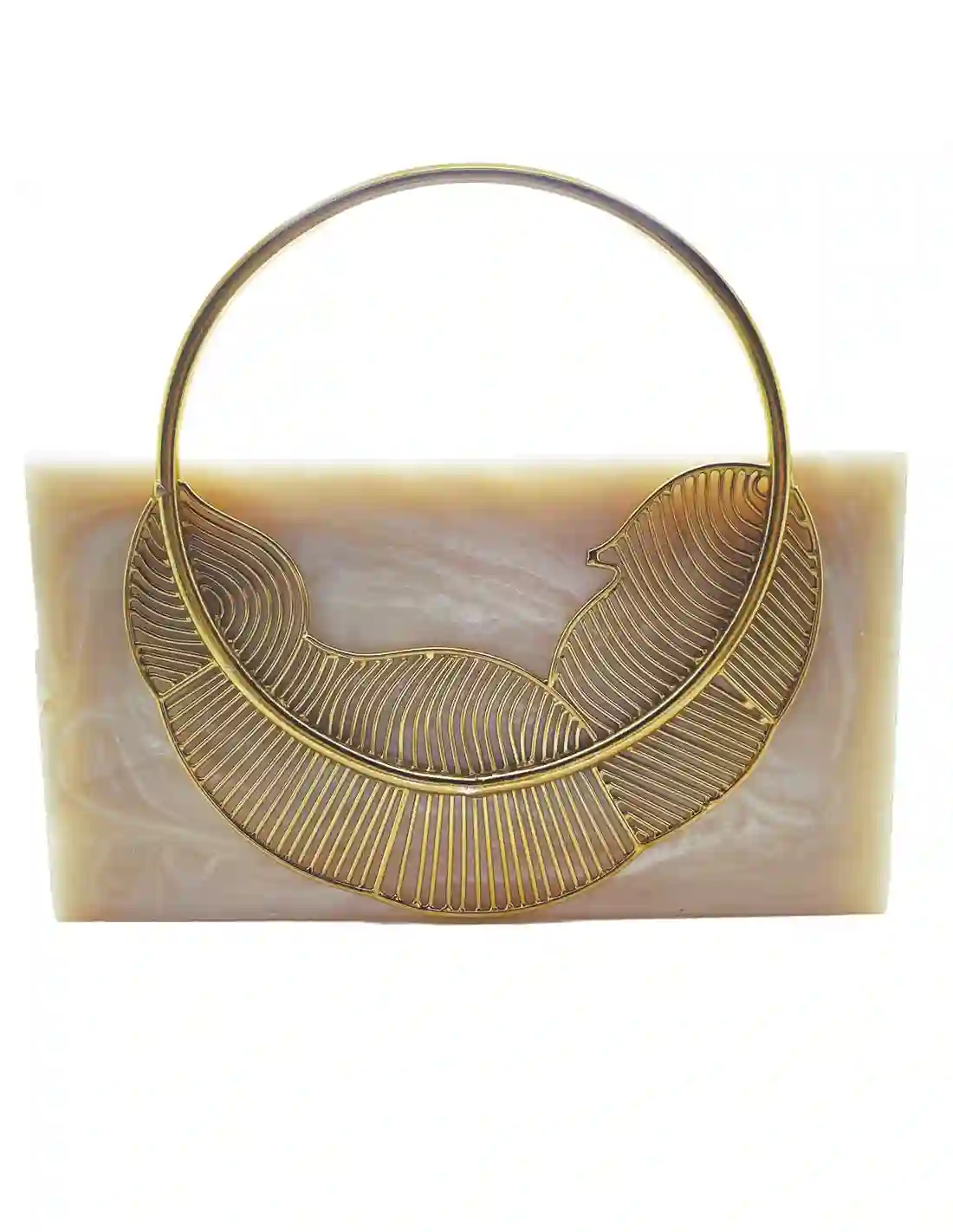 Bolso nacarado duro con decoración de hoja - gran calidad