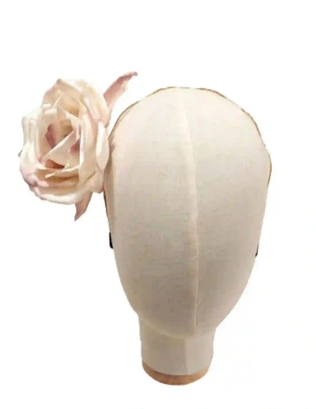 Diadema tocado maxi flor rosa marfil con base dorada