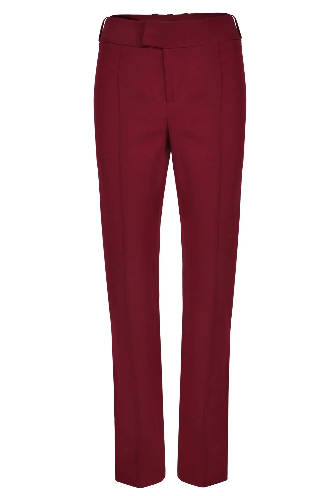Pantalón burdeos de corte recto para mujer