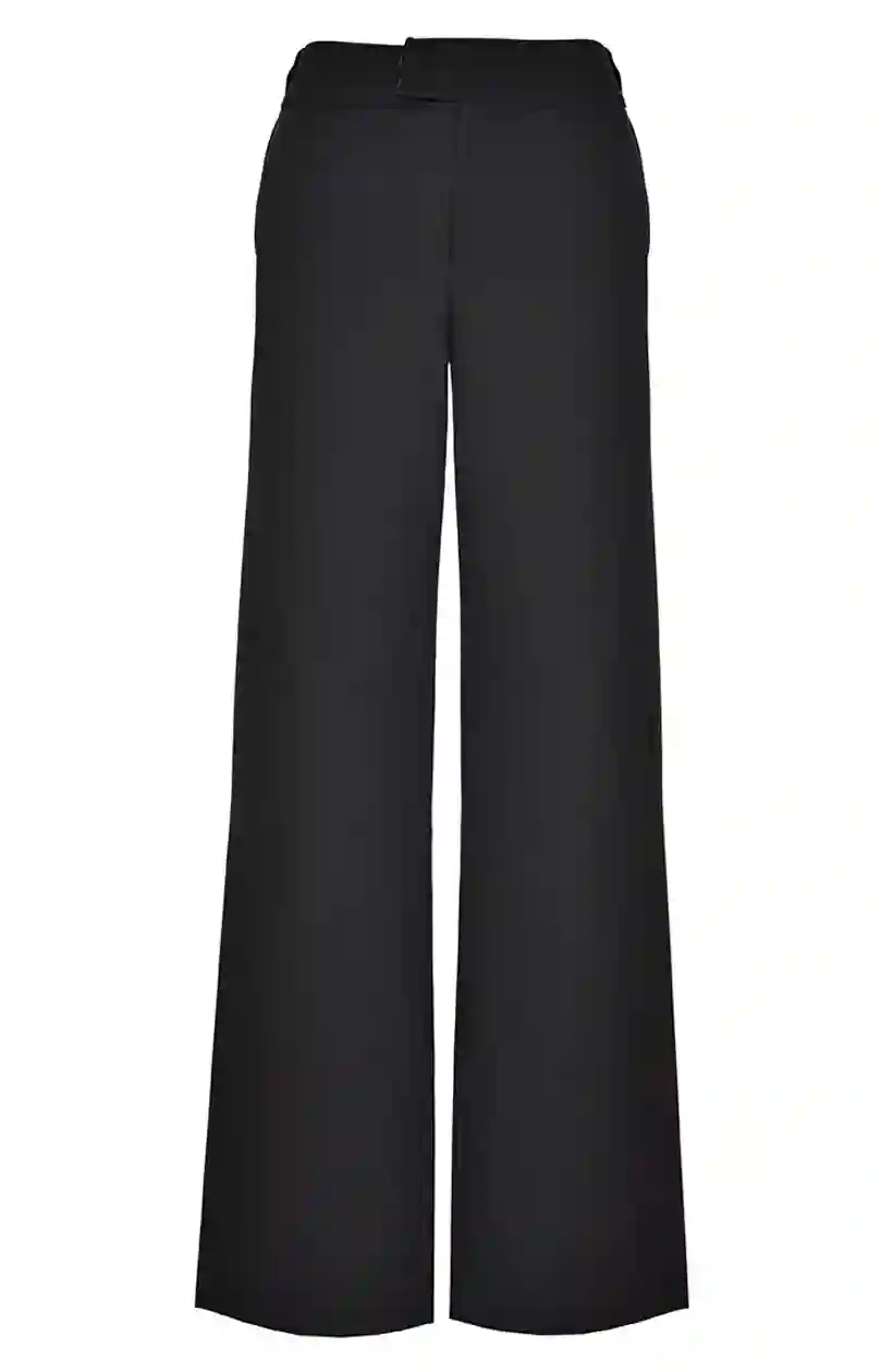 Pantalón de traje negro de tiro alto y corte recto