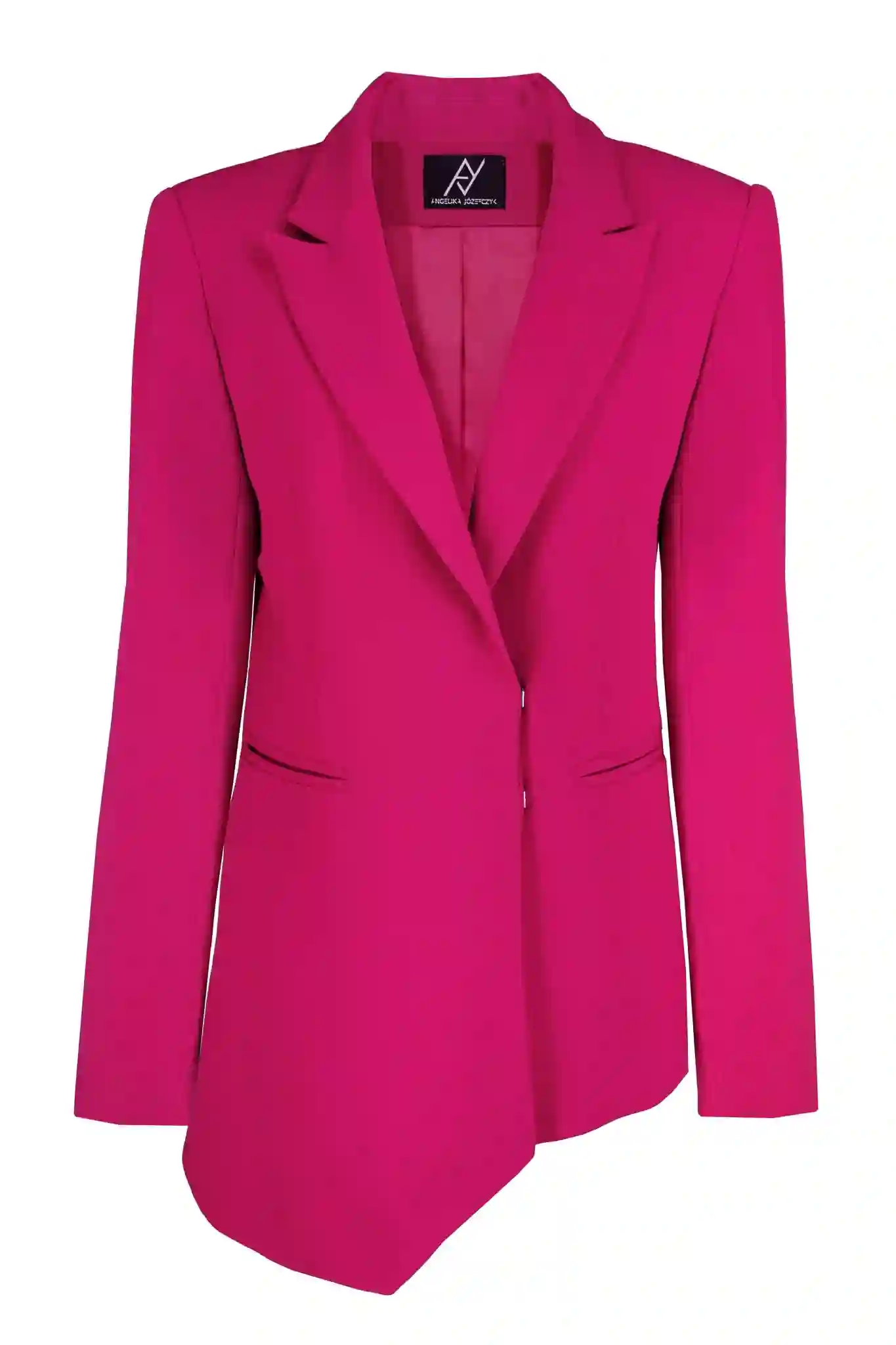 Blazer fucsia de diseño asimétrico con hombrera