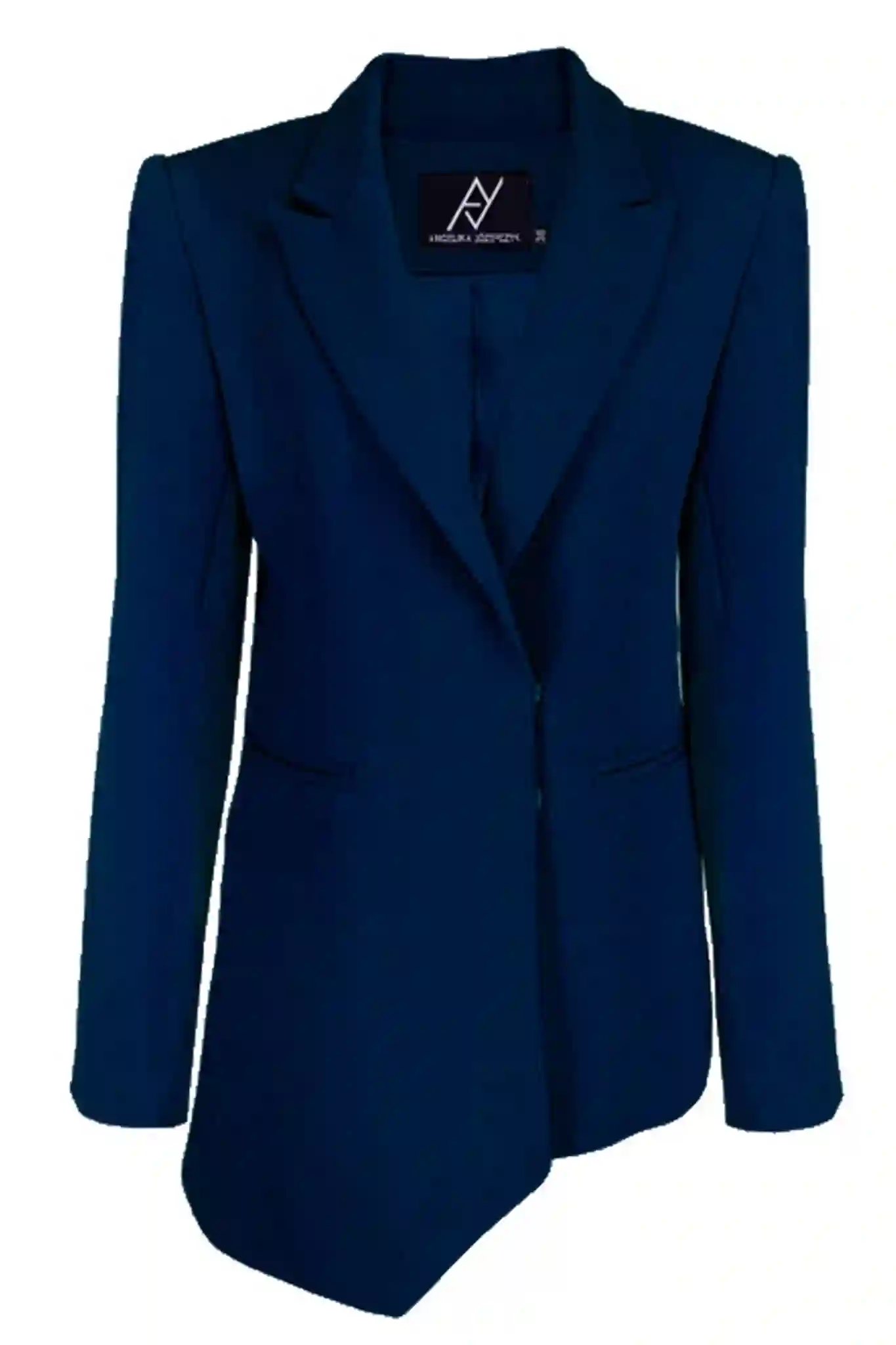 Blazer azul marino de diseño asimétrico con hombrera