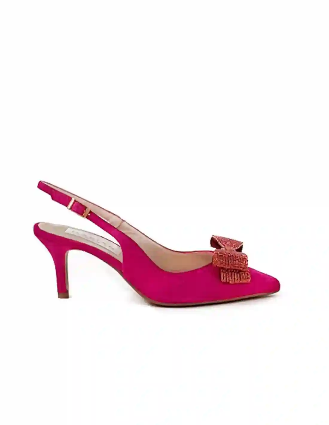 Zapato de salón en ante con adorno lazo doble