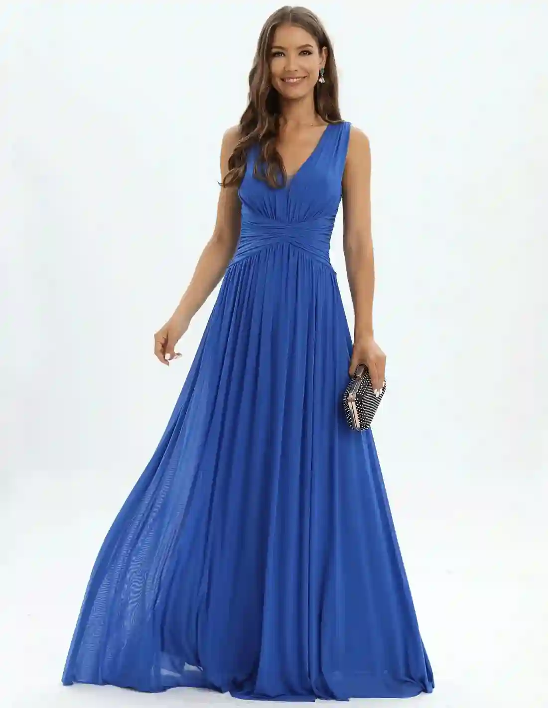 Vestido de fiesta con escote en pico de tirante ancho