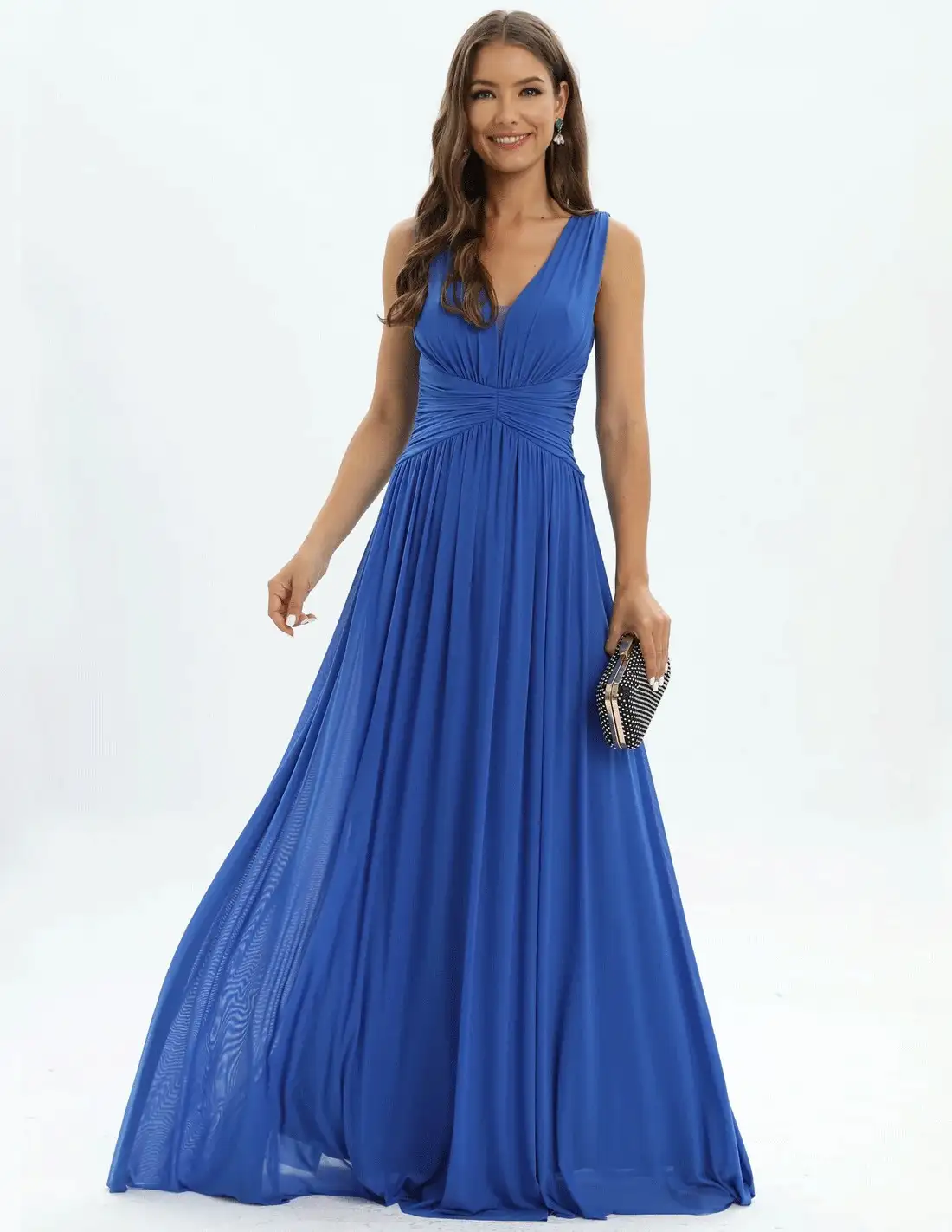Vestido de fiesta con escote en pico de tirante ancho