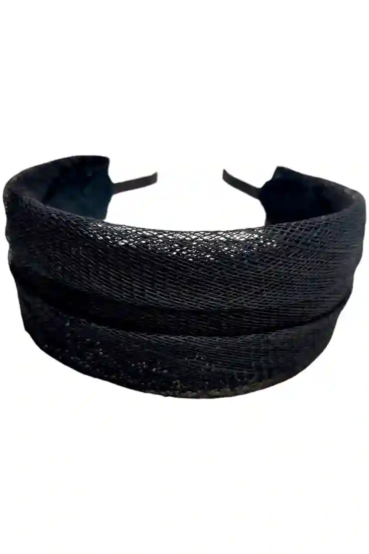 Diadema de rafia doble negra