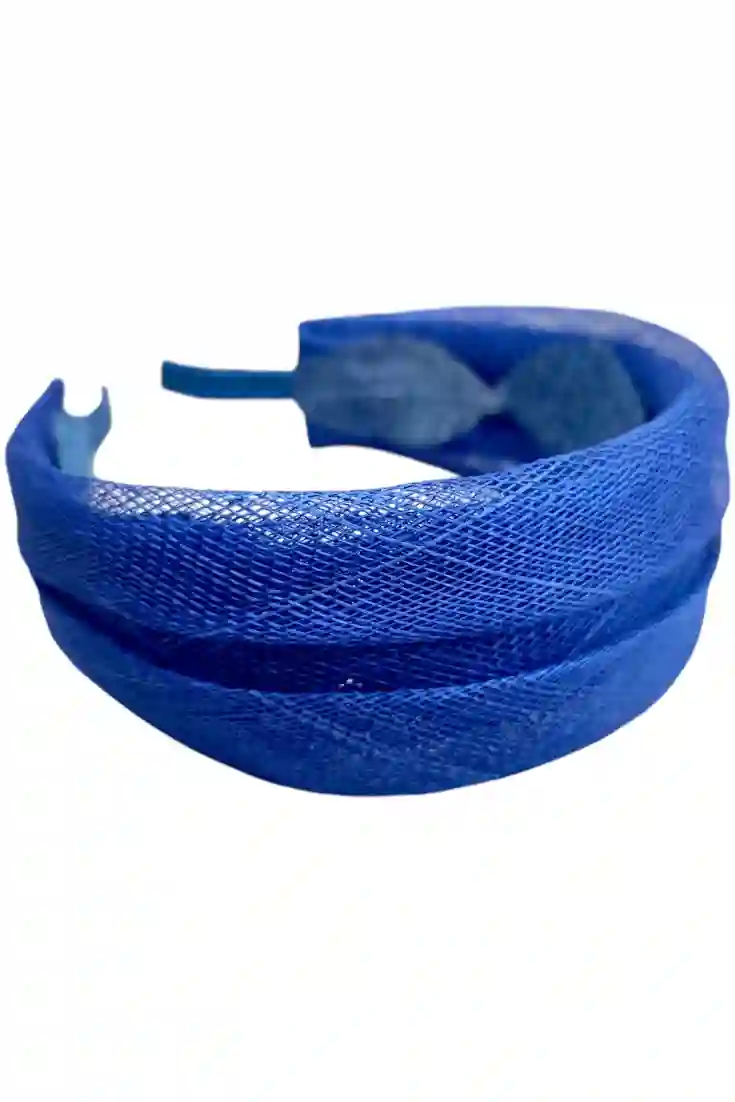 Diadema de fiesta azulón en rafia doble