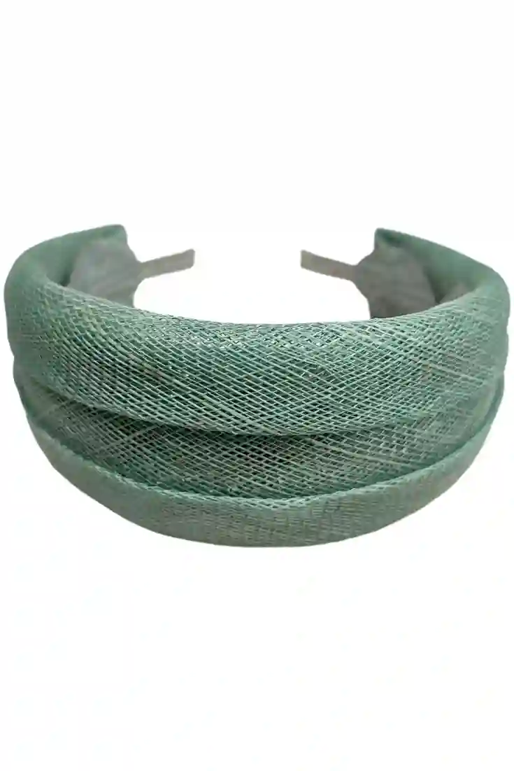 Diadema de fiesta en rafia verde seco