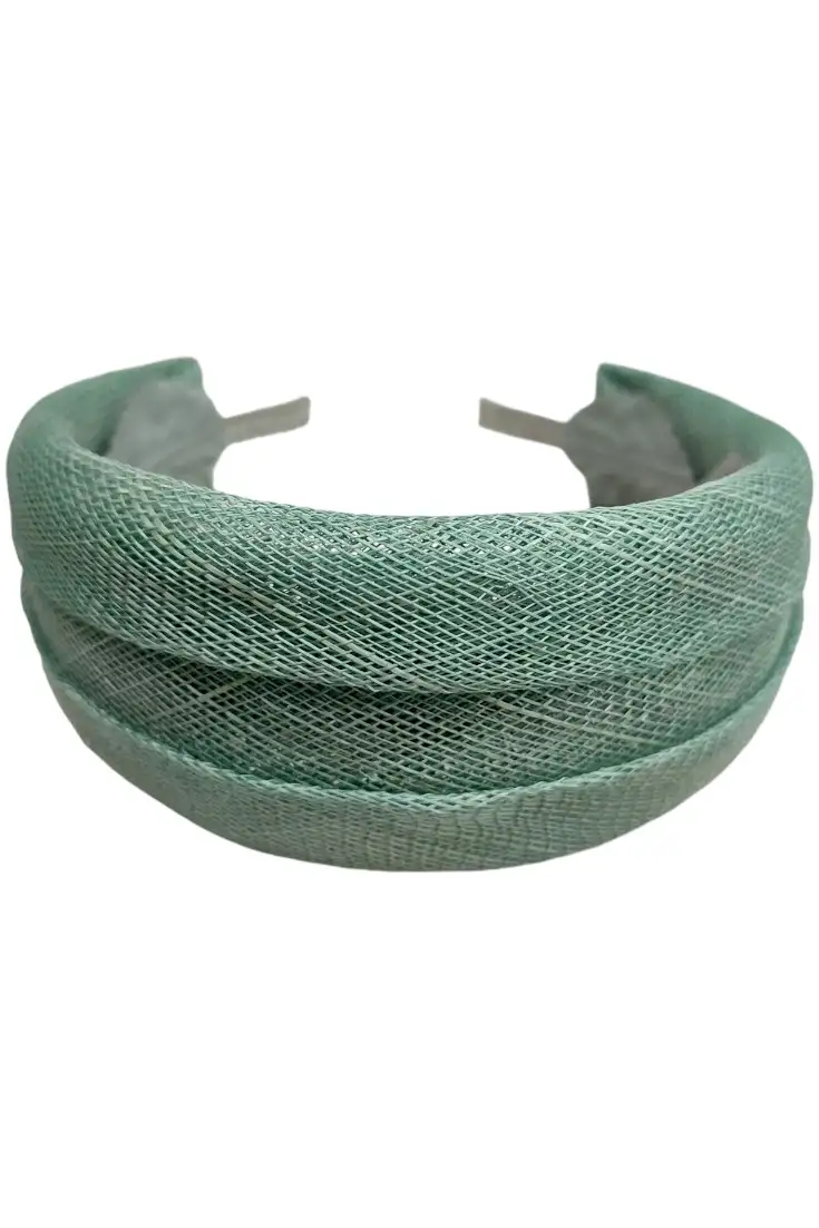 Diadema de fiesta en rafia verde seco