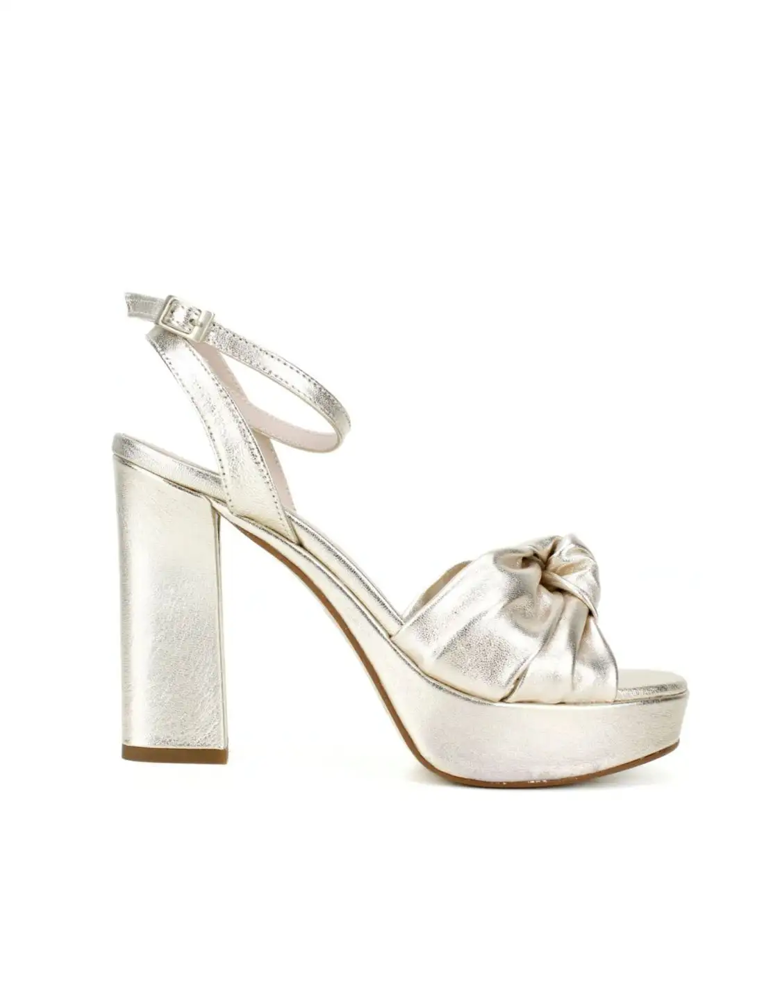 Sandalias de fiesta metalizadas con plataforma y cierre pulsera