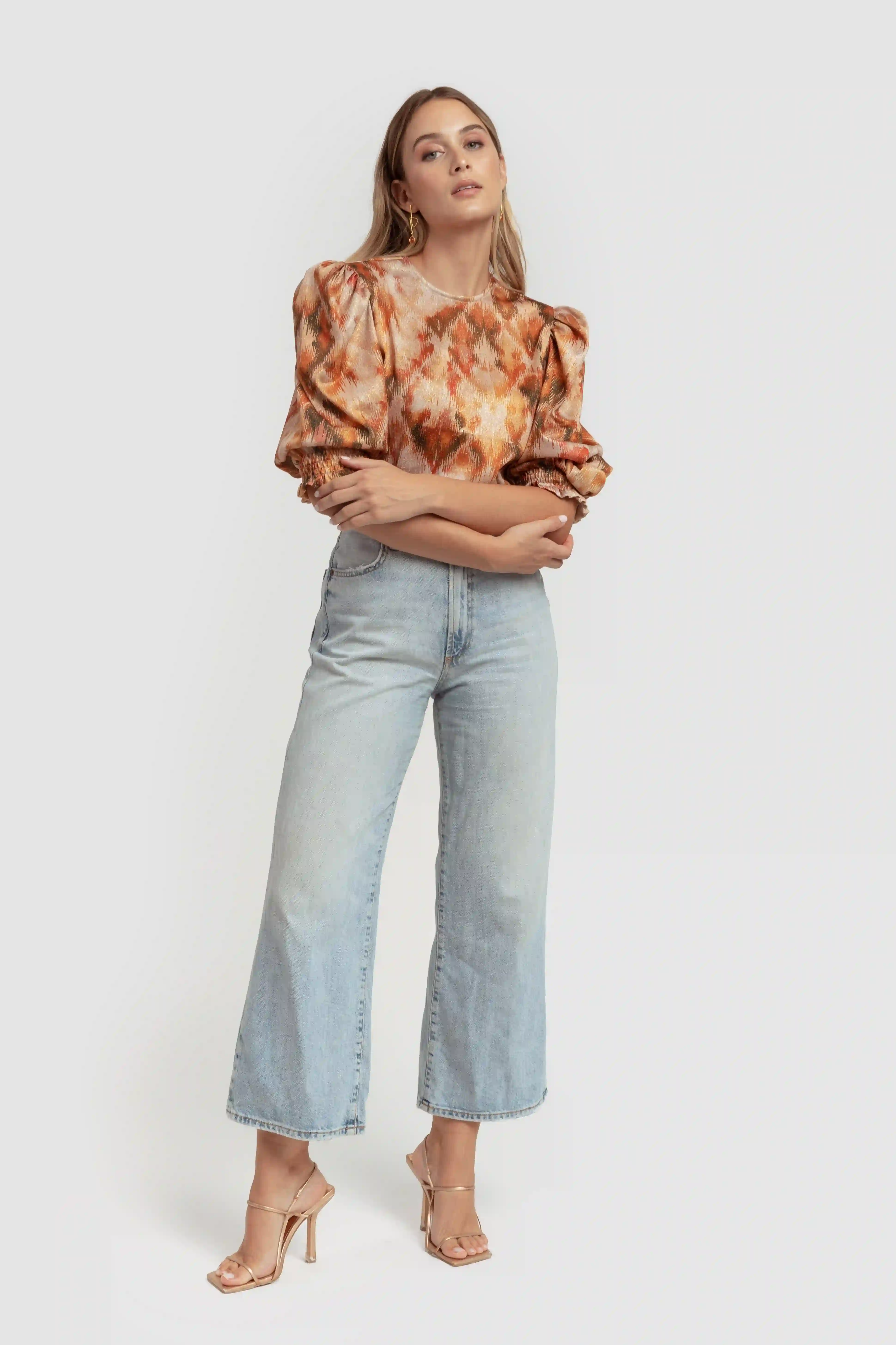 Orange Lúrex Point Blouse with swallowed sleeves